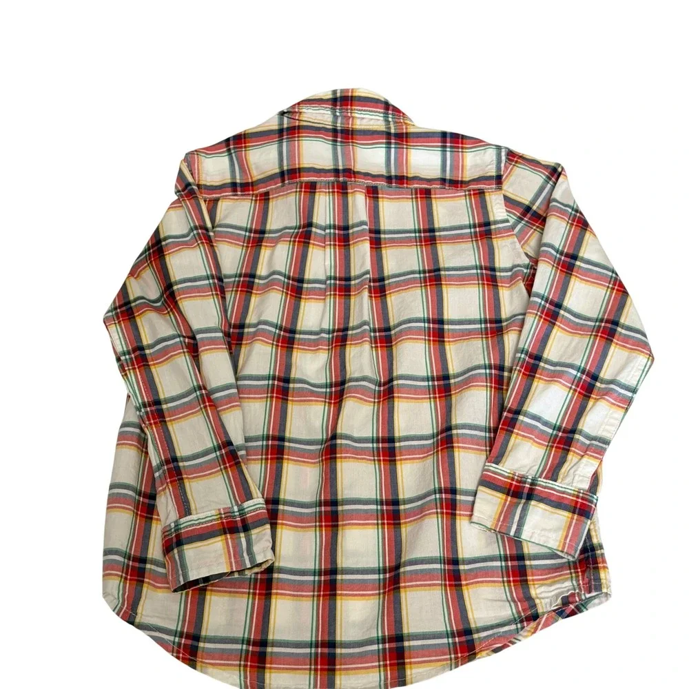 Janie and Jack Boys Size 4 Plaid Button Down Shirt Multicolor Madras Cotton